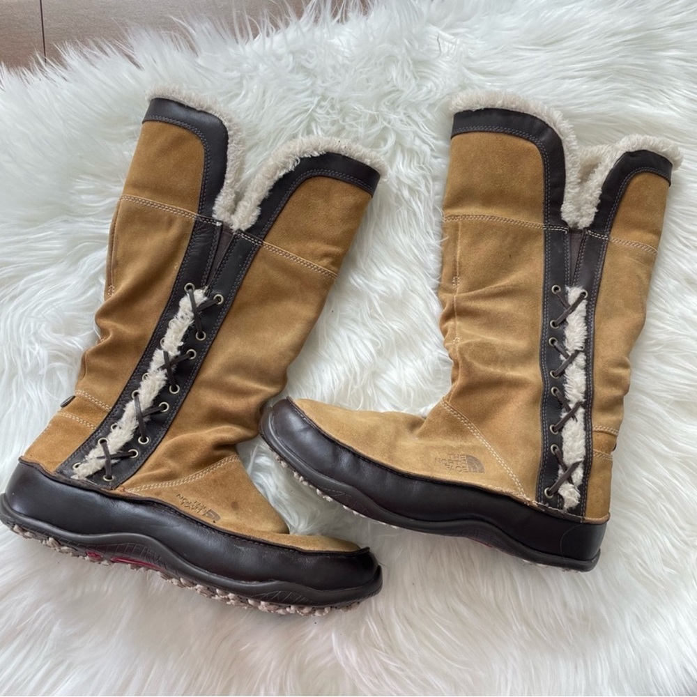 The North Face | Womens Tall Josie Waterproof Suede Boots Tan Lambskin Primaloft